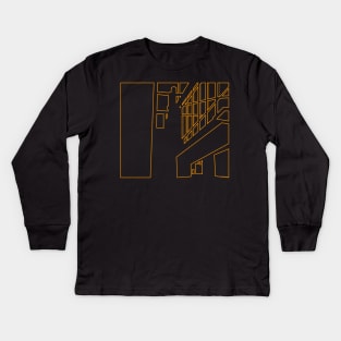 Gold Architectural Minimalist Line Kids Long Sleeve T-Shirt